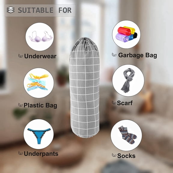 Plastic Bag Holder, Wall Mount Organizer, Shopping Bags Carrier,Washable for Home Kitchen Travelling, with Drawstring