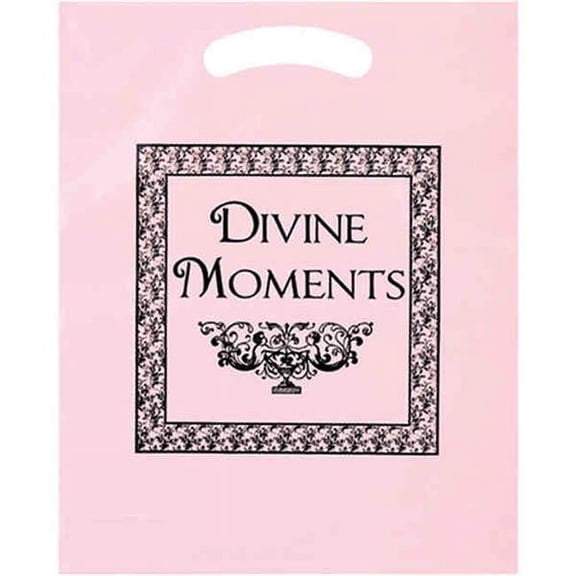 Plastic Bag with Die Cut Fold-Over Reinforced Handle - Pink - 12in. x 15in.