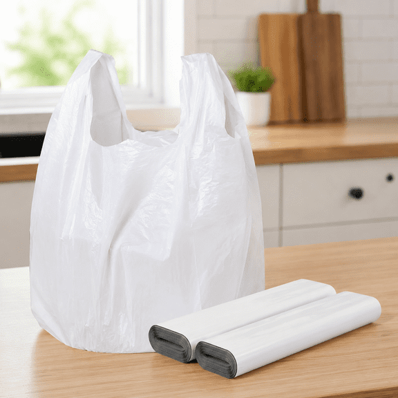 Plastic Bags with Handles - Heavy Duty, Unscented