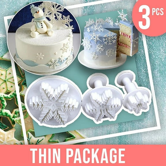 Plastic Baking Molds 3-Piece Snowflake Cookie Cutter Set for Holiday Baking Christmas Party Decorations and DIY Cookie Making Rkxzt