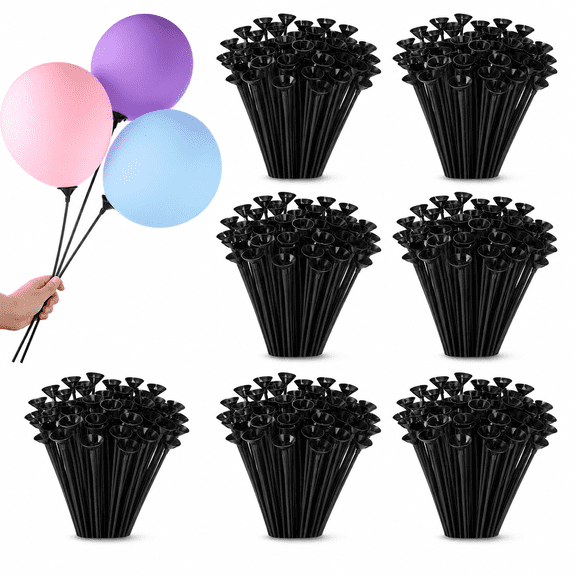 Plastic Balloon Sticks with Cups Black 600 Count Party Decoration