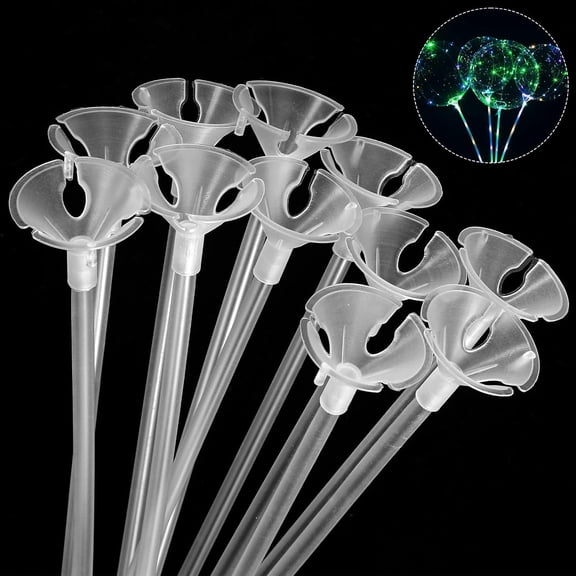 Plastic Balloon Sticks with Cups, for Parties and Decoration, Transparent Colors