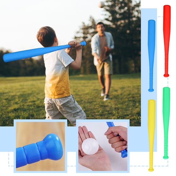 Plastic Baseball Bat and Ball Set, 16.9 Inch Lightweight Bat with Soft Ball, Outdoor Backyard T-Ball Game Toy for Parent-Child Activities,Yellow
