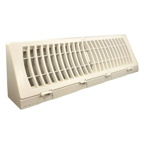 Plastic Baseboard Register 18 Inch - White Vents for Bathroom, Pool Areas - Rustproof Air Vent with Adjustable Damper - Easy Install HVAC Replacement