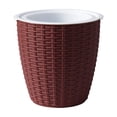 thumbnail image 1 of Plastic Basket with Imitation Rattan Texture, Round Indoor Tree Pot Cover, Small Boho Storage Bin Organizer, Rustic Baskets for Plants and Home Decor, Coffee, 1 of 6