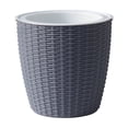 thumbnail image 1 of Plastic Basket with Imitation Rattan Texture, Round Indoor Tree Pot Cover, Small Boho Storage Bin Organizer, Rustic Baskets for Plants and Home Decor, Dark Gray, 1 of 6