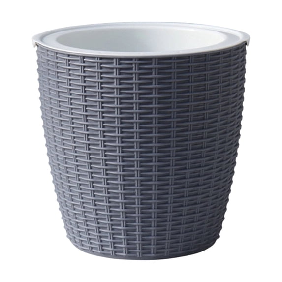 Plastic Basket with Imitation Rattan Texture, Round Indoor Tree Pot Cover, Small Boho Storage Bin Organizer, Rustic Baskets for Plants and Home Decor, Dark Gray