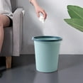 thumbnail image 1 of Plastic Bathroom Trash Can | Small Wastebasket with Pressure | Modern Garbage Bin for Kitchen Office RV Dorm | Easy-Clean Large Opening Design | Single Unit | 9.84x9.05x9.05 in | Dark Blue, 1 of 7