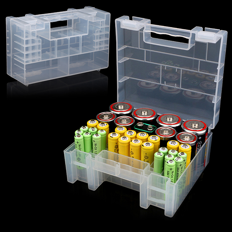 Plastic Battery Box Storage Case Holder Organizer for AA AAA C D 9V ...