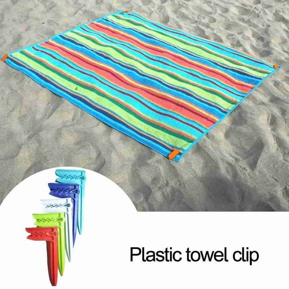 Plastic Beach Towel Clip, 6 in x 3 in, Strong Spring Holds Towels Firmly in Wind, Perfect for Securing Towels on Chairs at the Beach or Pool