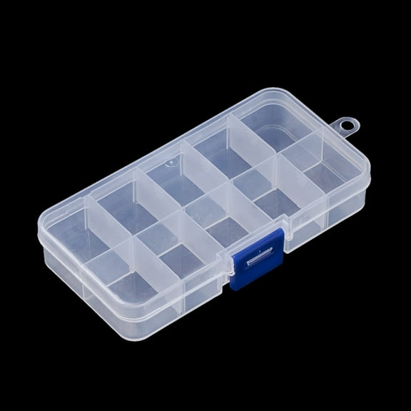 Plastic Bead Containers Adjustable Dividers Box Bead Storage Removable 10 Compartments Rectangle Clear 14.5x7x2.2cm DIY