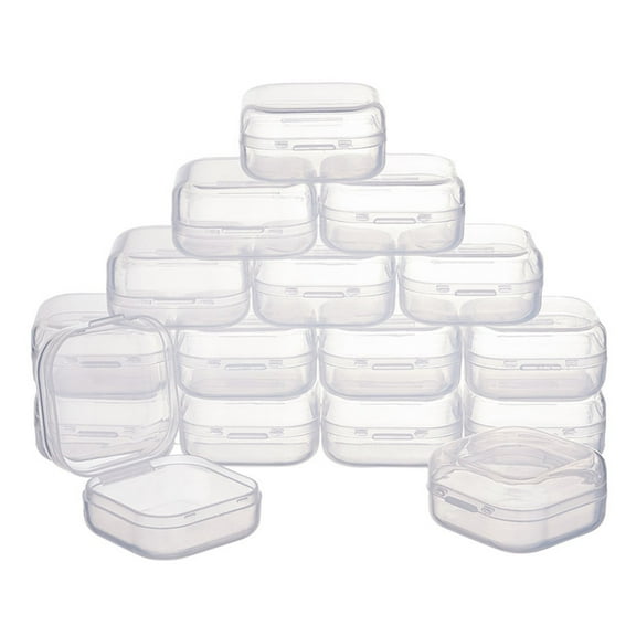 Plastic Bead Containers Cube Clear 3.5x3.5x1.8cm