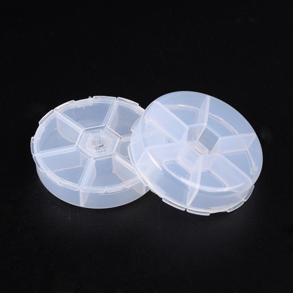 Plastic Bead Containers Flip Top Bead Storage Jewelry box for Nail Art Decoration 6 Compartments 7.8cm in diameter 1.8cm high