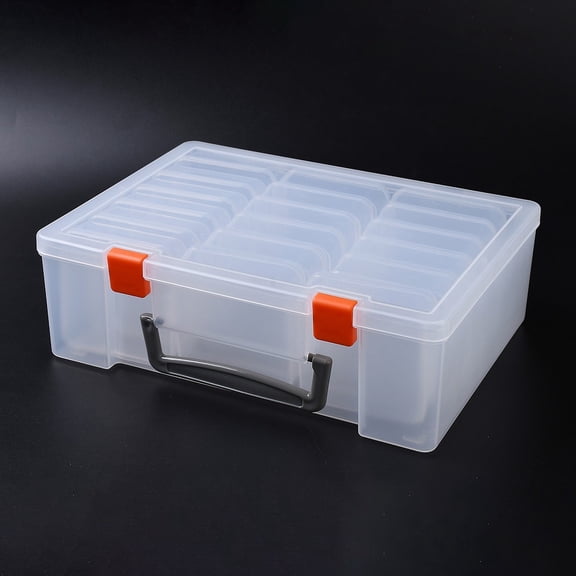 Plastic Bead Containers Flip Top Bead Storage Removable 18 Compartments Rectangle Clear 9-7/8x7-1/4x3-1/8 inch(25x18.5x8cm) Compartments: about 7.6x7.5x2.4cm 18 Compartments/box