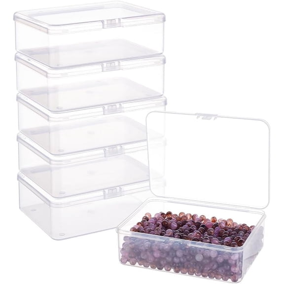 Plastic Bead Containers Rectangle Clear 14.4x10.8x4.75cm Inner Diameter: 13.9x10cm Clear