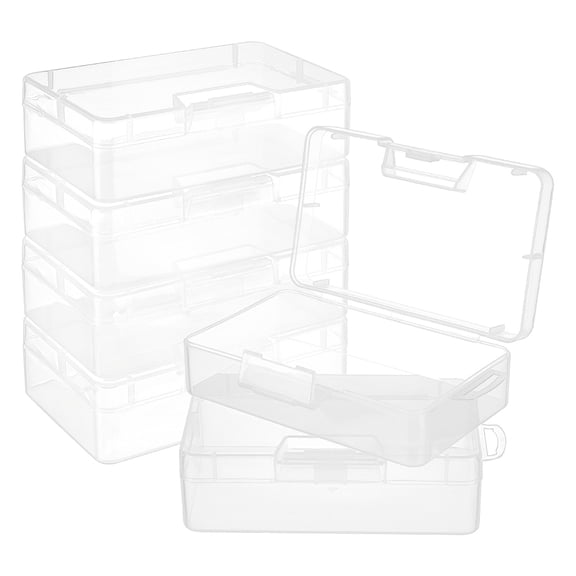 Plastic Bead Containers with Hinged Lid Rectangle Clear 16x9x4.5cm for DIY