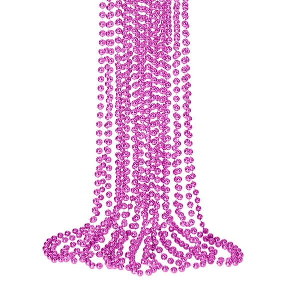 Plastic Bead Necklace Set Bulk Pack for Events Parties Festivals Decorations and Costume Accessories 33 Inch Length with Round Beads for Multiple Uses