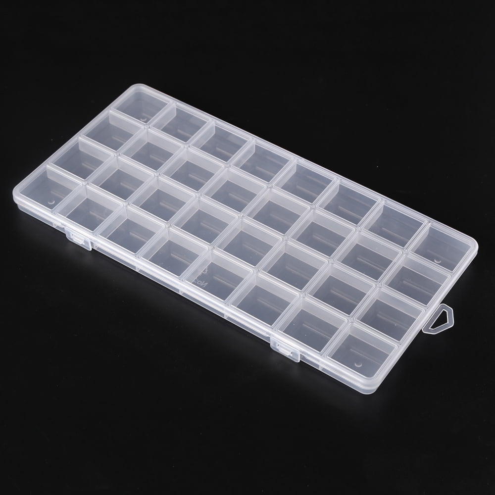 Plastic Bead Storage Containers 32 Compartments Organizer Boxes Rectangle Clear 26x13.3x1.4cm Hole: 16.5x6.5mm Compartment: 3.1x3.1cm