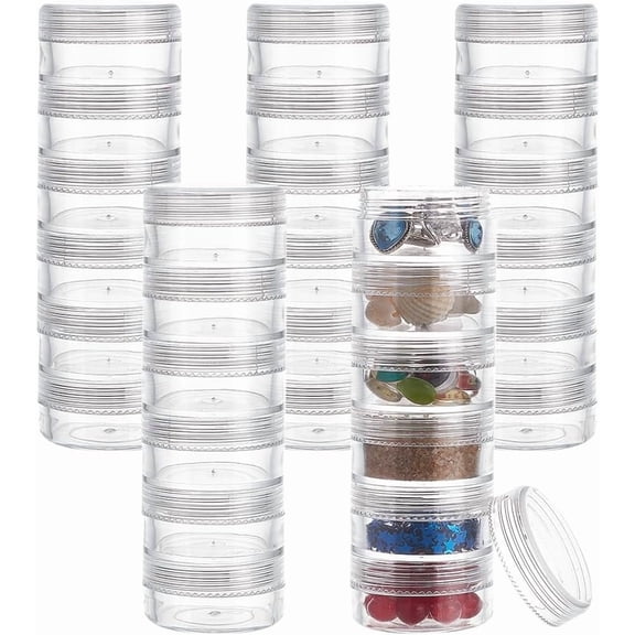 Plastic Bead Storage Containers Column 6 Vials Clear 3.9x12.1cm DIY