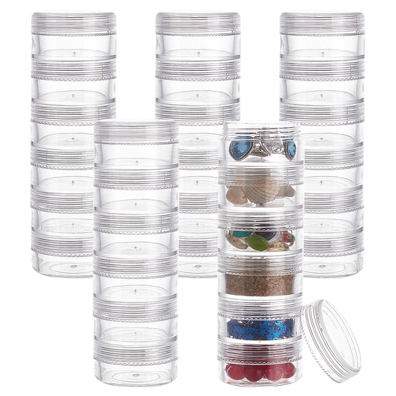 Plastic Bead Storage Containers Column 6 Vials Clear 3.9x12.1cm