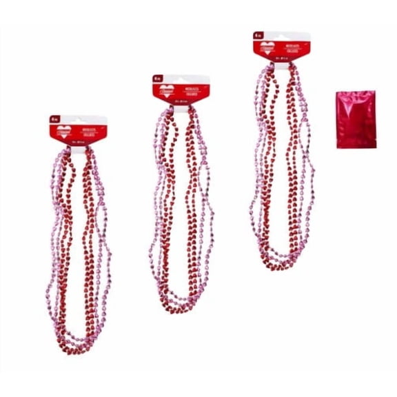 Plastic Beaded Heart Necklaces  Assorted Colors for Parties, Valentine's Day, Events, Crafting Supplies, Birthdays (12 Heart Necklaces) ~ Includes Exclusive Canzonet Pennette