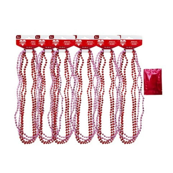 Plastic Beaded Heart Necklaces  Assorted Colors for Parties, Valentine's Day, Events, Crafting Supplies, Birthdays (24 Heart Necklaces) ~ Includes Exclusive Canzonet Pennette