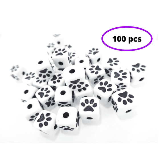 Plastic Beads For Jewelry, DIY Bracelet Making Supplies, Paw Square Remembrance Memorial Beads, Gift For Beader, 100 pcs