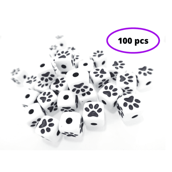 Plastic Beads For Jewelry, DIY Bracelet Making Supplies, Paw Square Remembrance Memorial Beads, Gift For Beader, 100 pcs