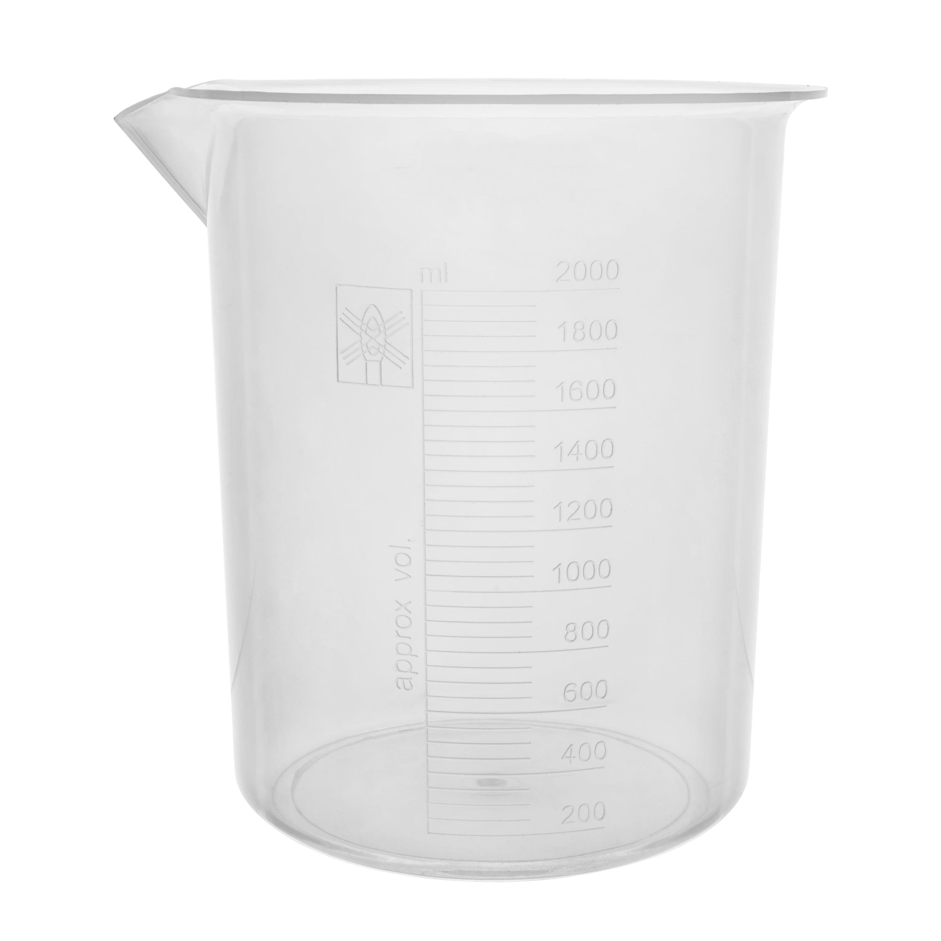 Plastic Beaker, 2000ml - Polypropylene Plastic - Raised Graduations ...