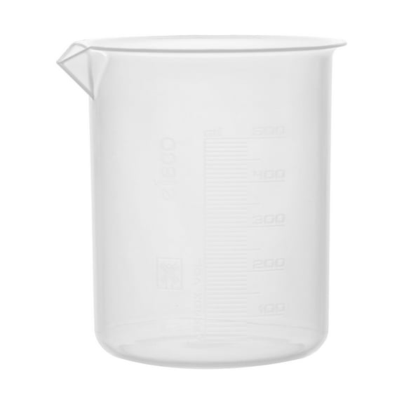Plastic Beaker, 500ml - Polypropylene Plastic - Raised Graduations, Tapered Spout - Euro Design - Eisco Labs