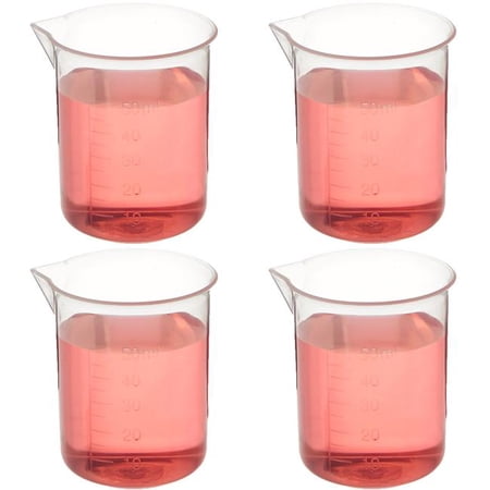 Plastic Beakers Set - Education, Research Equipment, Industrial & Academic Labs - Polypropylene Plastic - Science Lab Equipment, Home Experiments, Classroom Teaching Supplies (50mL, 12-Pack)