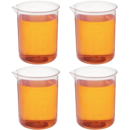 Plastic Beakers Set - Education, Research Equipment, Industrial & Academic Labs - Polypropylene Plastic - Science Lab Equipment, Home Experiments, Classroom Teaching Supplies (250mL, 12-Pack)