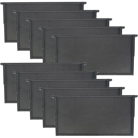 Plastic Beekeeping Frames with Beeswax-Coated Foundation, All-in-One Deep Beehive Frames for Langstroth Hive Brood Boxes, for Backyard or Apiary Commercial Beekeepers, Black
