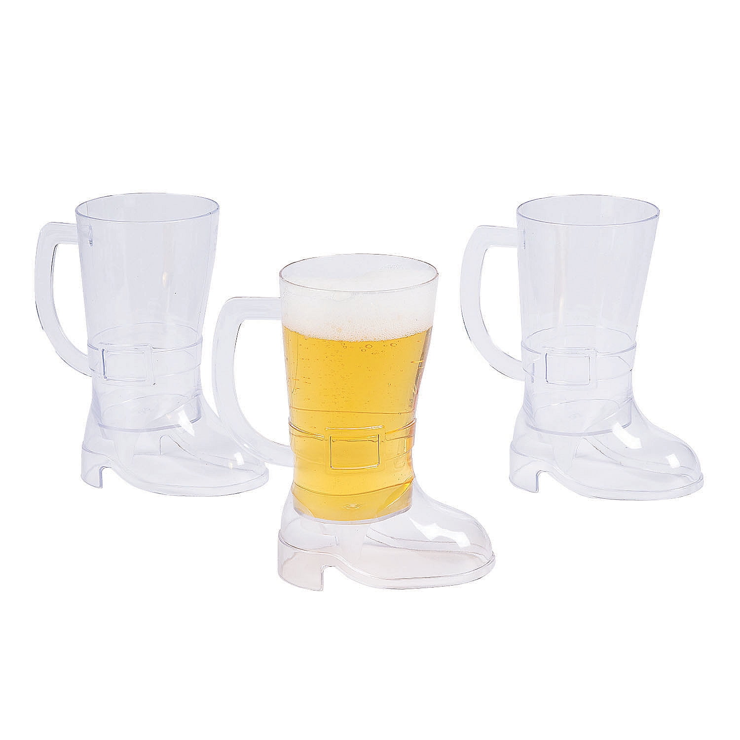 SiliFine 12 Pcs Clear Plastic Beer Stein Mug With Handle Shatter Resi