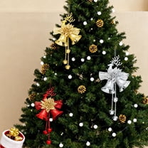 Plastic Bell Christmas Deer Bells Ornament 25x14cm Glitter Plastic Hanging Decor with Lanyard for Tree Wreath Garland and Festive Home Party Decoration,Gold(1PCS) JASKFLY