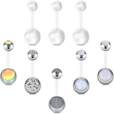 Anicina 14g Flexible Clear Acrylic Pregnancy Belly Button Ring Personalized | INDIA
