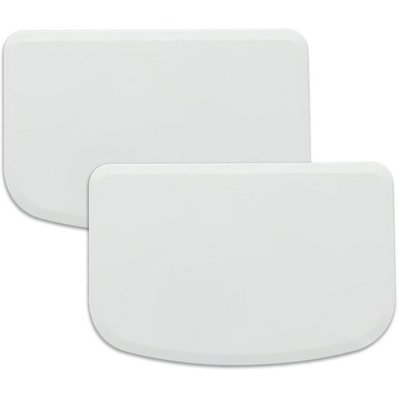 Plastic Bench Scraper for Baking - 2 White Bowl Scraper - Flexible Food Safe Dough Scraper Multipurpose Good Grip Curved and Flat Edge Dough Cutter - Essential Pan Scraper for Kitchen Use - PETGLE