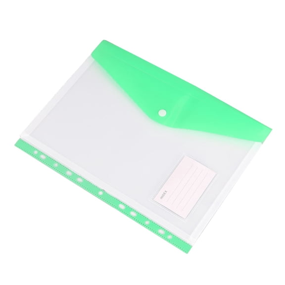 Plastic Binder Pocket, Heavy Duty Envelope Binder Folder, Expandable Binder Folder with Snap Button, 11 Holes for 2/3/4 Ring Loose-Leaf, Transparent and Tear-Resistant for Storing Unpunched Papers