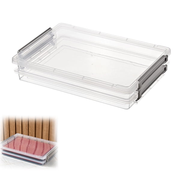 Plastic Bins with Lids, Stackable Storage Bins, Compact Small Plastic Storage Box, Portable Organizer Container for Home Office, Versatile Storage Case Gray 14.33x9.84x2.75 Inch (1Pcs)