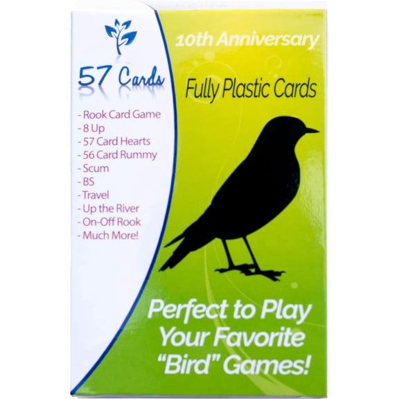 Plastic Bird Cards - Green Backs, Durable, Waterproof, No Fraying by 57 Cards