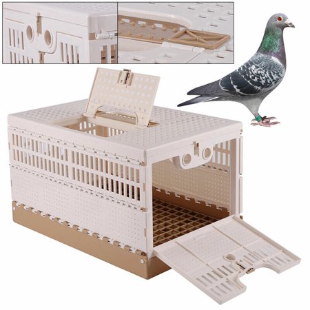 Plastic Bird Pigeon Basket Folding Cages 2 Side Brown Training Transport Cage Portable Bird Cage Racing Pigeon Carrier Box Poultry 2 Side Doors Cage Folding Pigeon Training Transport Release Cage