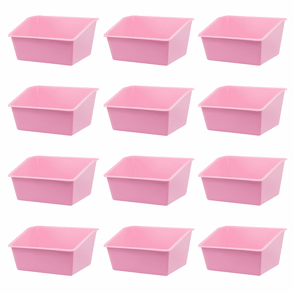Plastic Book Bin, Sturdy, Lightweight, Stackable Organizers for Books and Household Essentials, Orchid Haze, 12-pack