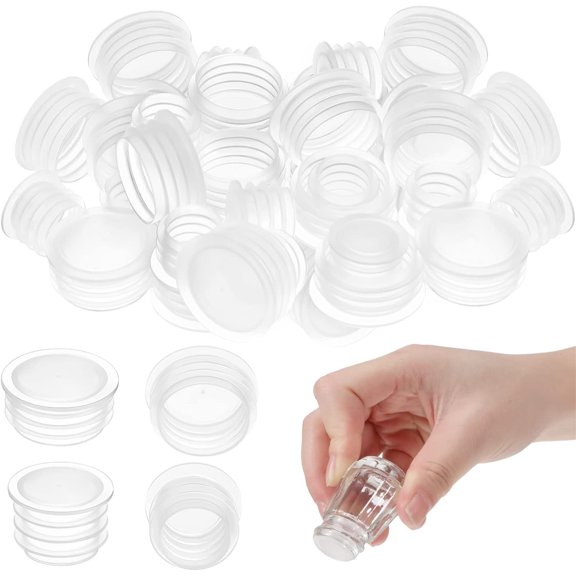 Plastic Bottle Plugs 50 Pcs,5 Size Salt Shaker Plug Plastic Stoppers,Stopper for Salt And Pepper Shakers,Replacement Plug Bottle Caps,Reusable Clear Round End Cap (Clear)