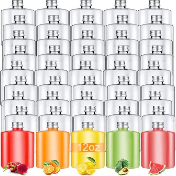 Plastic Bottles Bulk with Caps 8.5 oz Small Reusable Disposable Juice Bottles Empty Clear Beverages Drink Containers Water Flask Mini Fridge Containers for Juicing Smoothies Milk