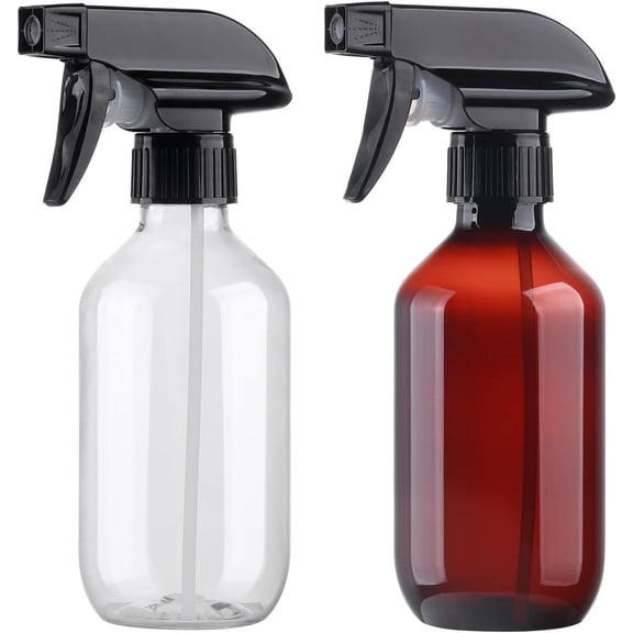 Plastic Bottles Clear and Brown Refillable Container Empty Bottle 10oz/300ml Adjustable Sprayer and Stream for Cleaning Products, , , Hair
