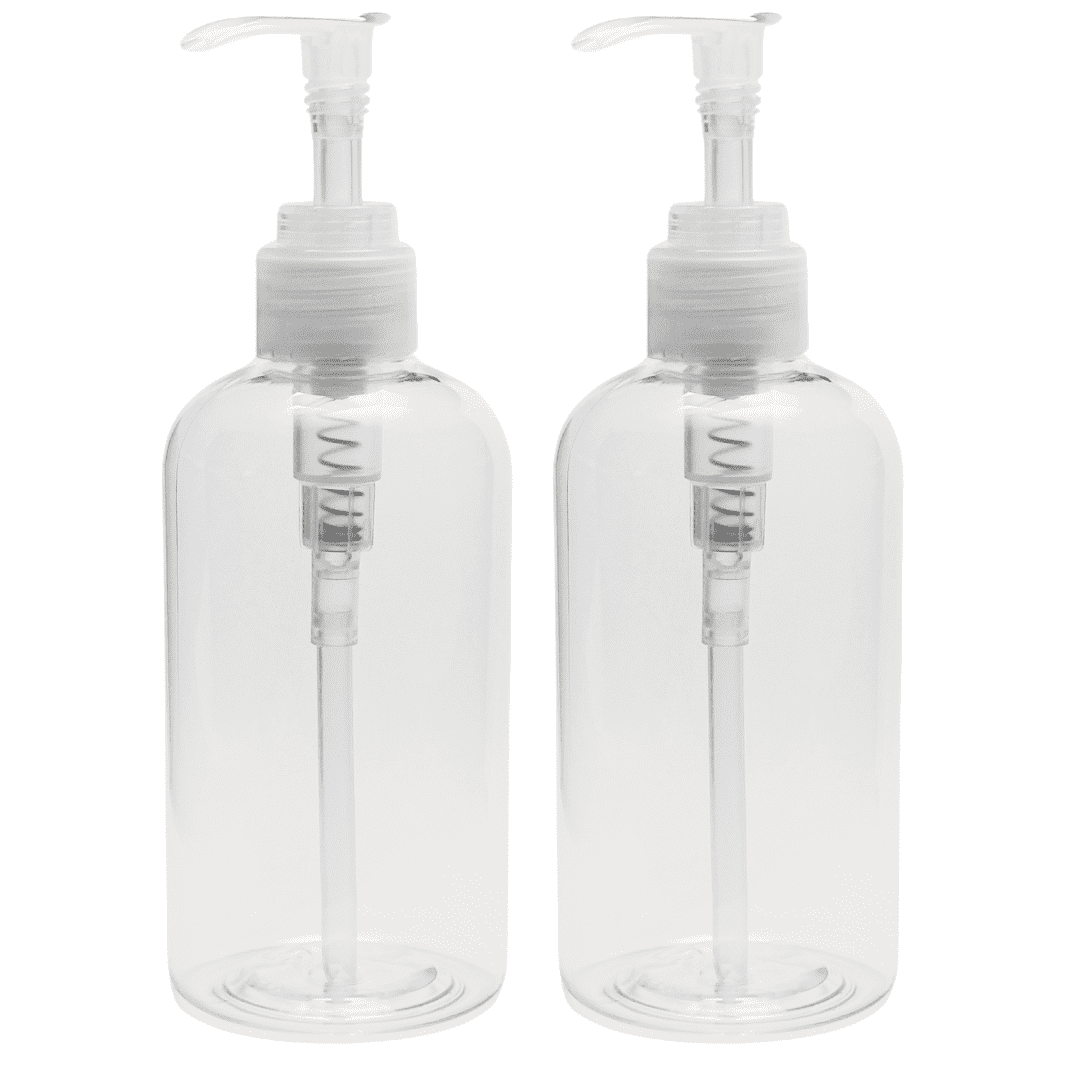 2pcs Refillable Clear PET Plastic 16 oz Bubble Bath Bottle with