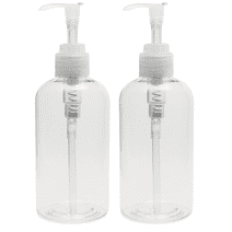 Plastic Bottles with Pump Dispenser, Crystal Clear Refillable Bottles (2-Pack, 8oz)