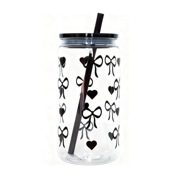 Plastic Bow Straw Cup with Detachable Straw, Leak - Proof, for Parties and Daily Use