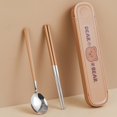 thumbnail image 1 of Plastic Bowls Reusable 304 Stainless Steel Tableware New Bbear Chopsticks Spoon Two Piece Sset Convenient Tableware, 1 of 3