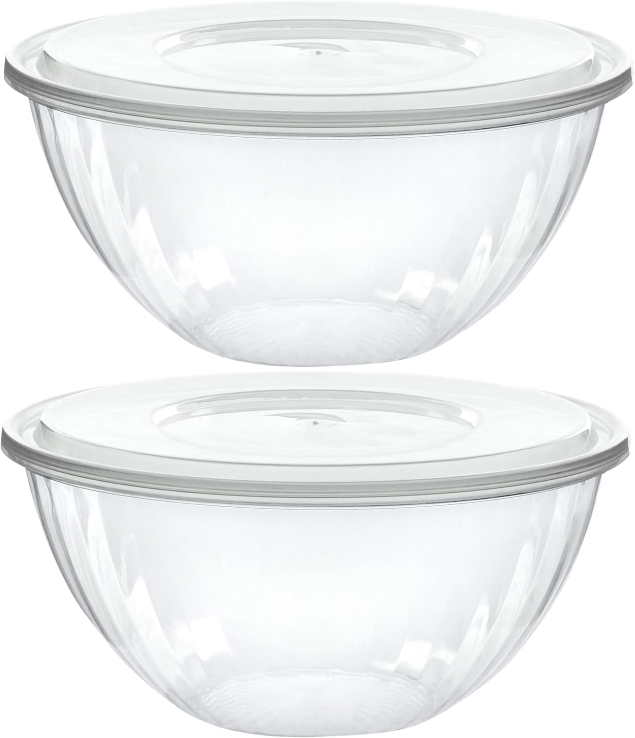 48 oz Clear Plastic Round Bowls with Lids, 2 Pack